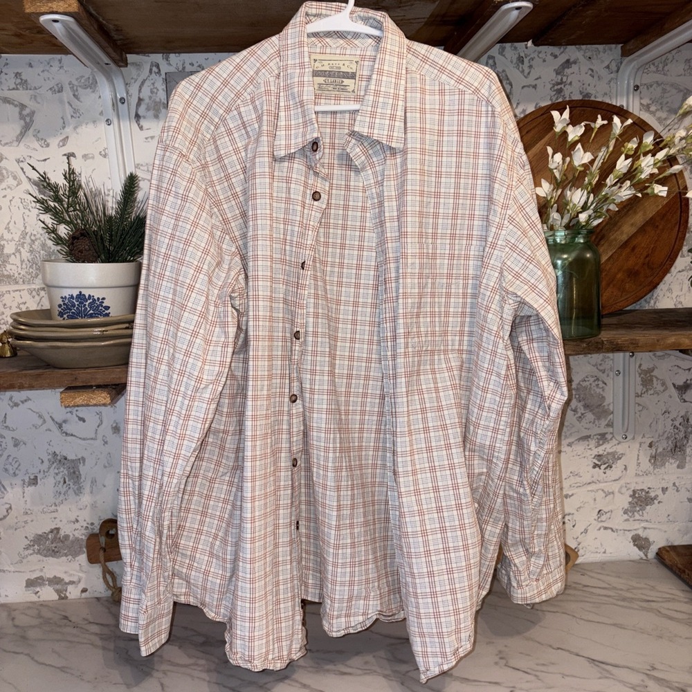 GH Bass XL 100% Cotton Men's Button Down Plaid Preppy Casual Workwear Shirt